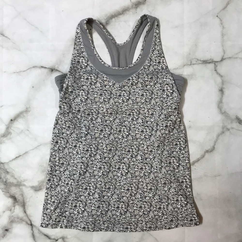 Lululemon Gray Floral Turbo Tank Top